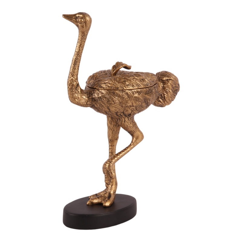 Deco opbergdoos Struisvogel koper 32 cm