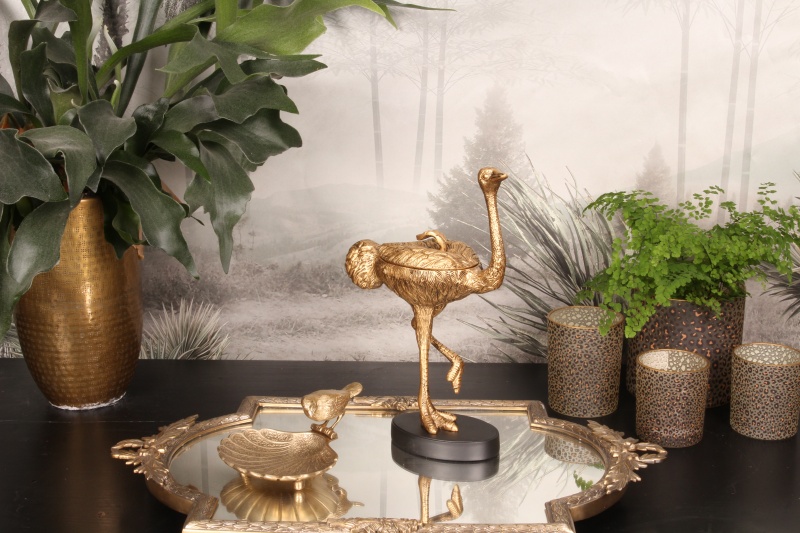 Deco opbergdoos Struisvogel koper 32 cm