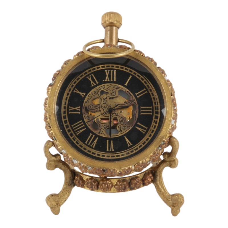 Klok op voet koper 7 cm