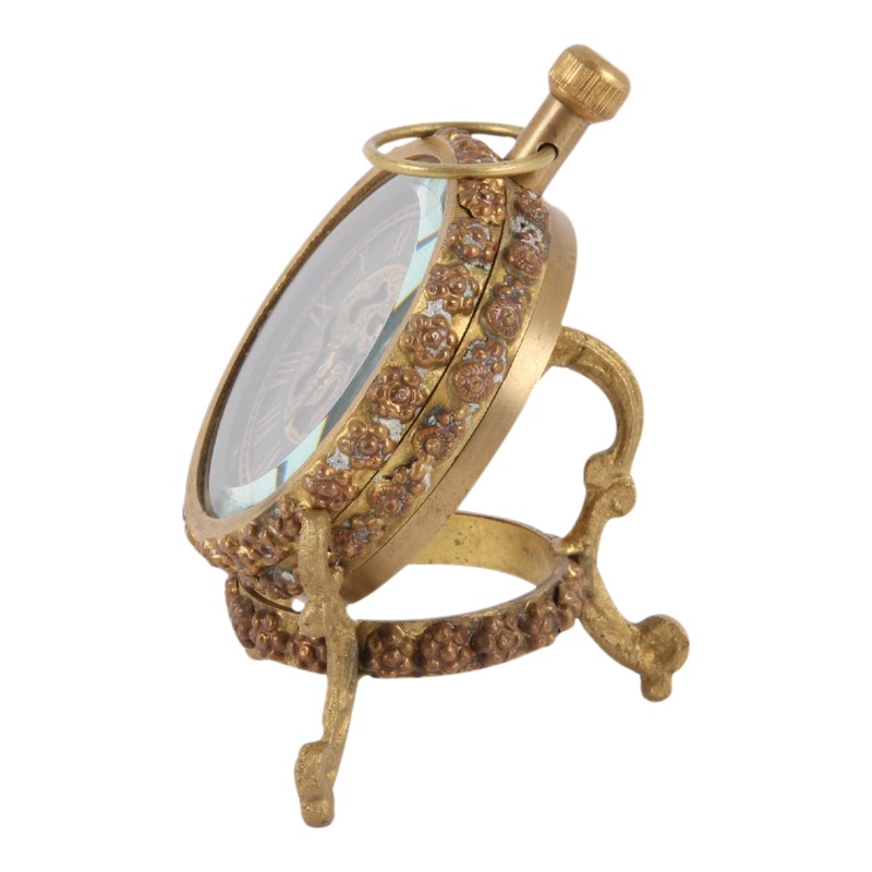 Klok op voet koper 7 cm